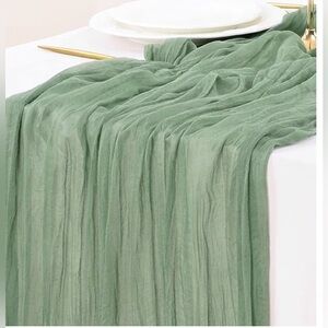 NEW 2 Sage Green Cheesecloth Table Runner Rustic Farmhouse Gauze 20ft Wedding